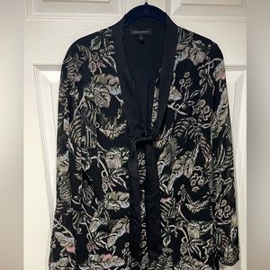 Banana Republic size 14 black floral dress long sleeve